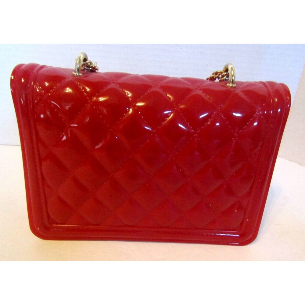 Deluxity Los Angeles Crossbody NWOT Red Quilted Jelly Bag Purse Gold Chain - Picture 7 of 10